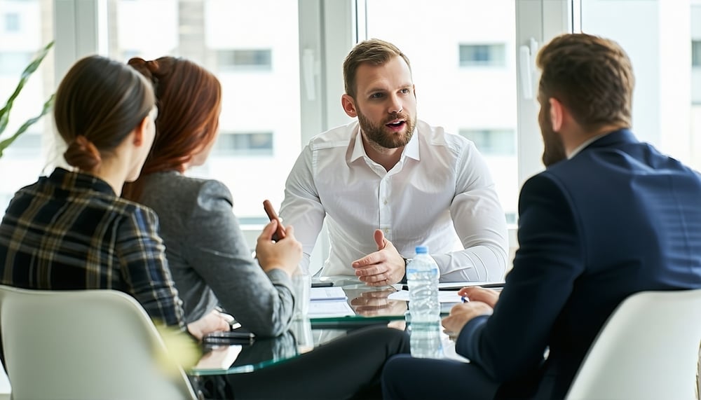 Consultant advising a small business team on compensation strategy